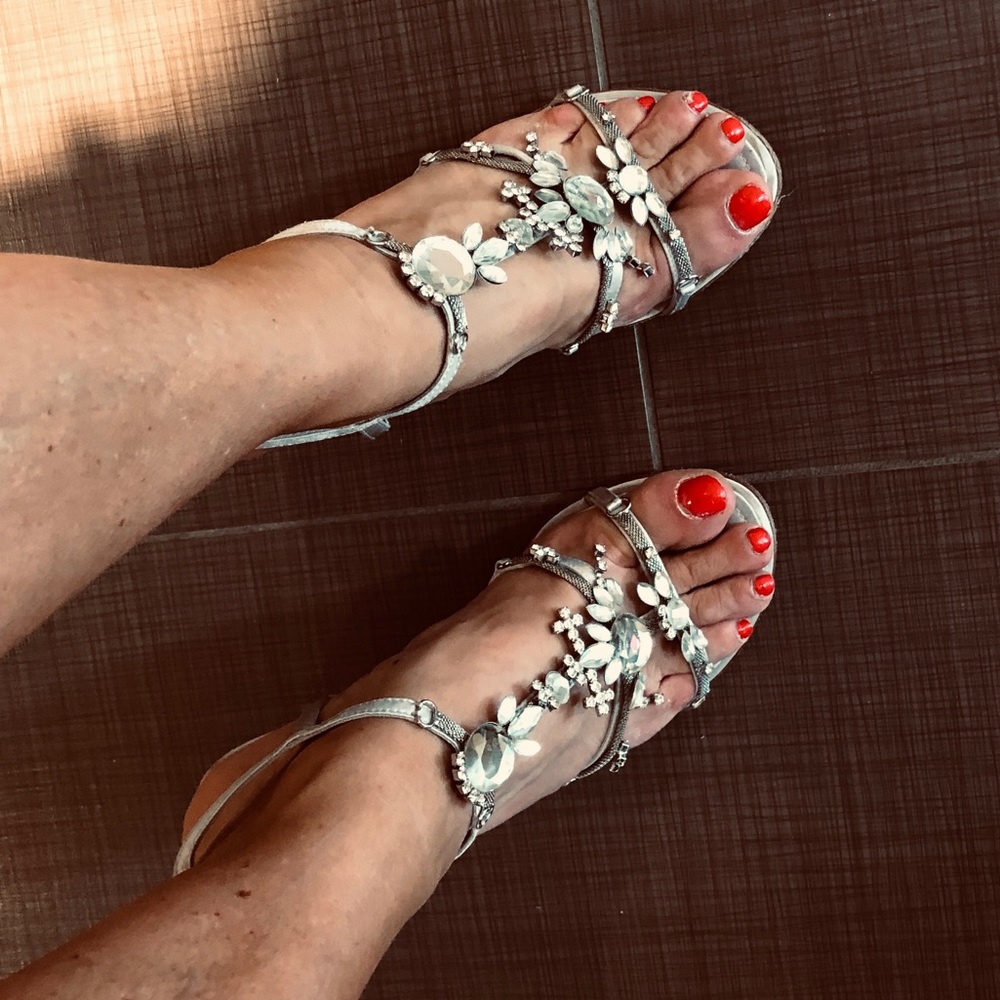 Renato Nucci silver evening sandals. Like new.